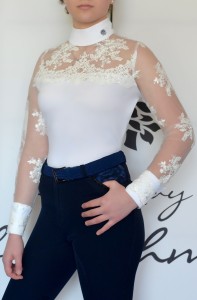 White Riding Shirt with Lace S