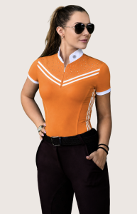 LETITIA Orange Shirt Customized with Crystals